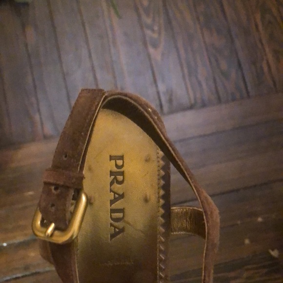 Prada Reverse wedge heel suede sandals SZ 9.5 - Picture 3 of 9